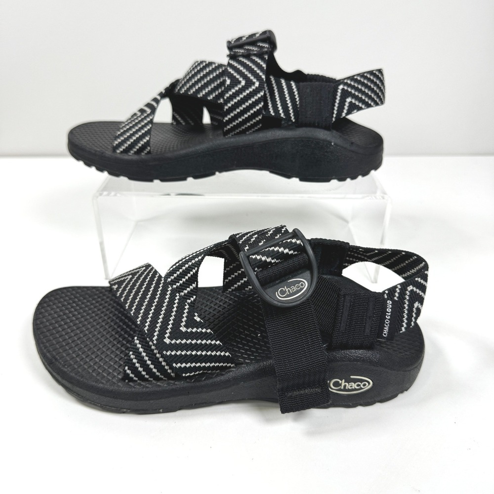 Chaco Z Cloud Womens 6 Black White Chevron Gorpcore Hiking Sandals
